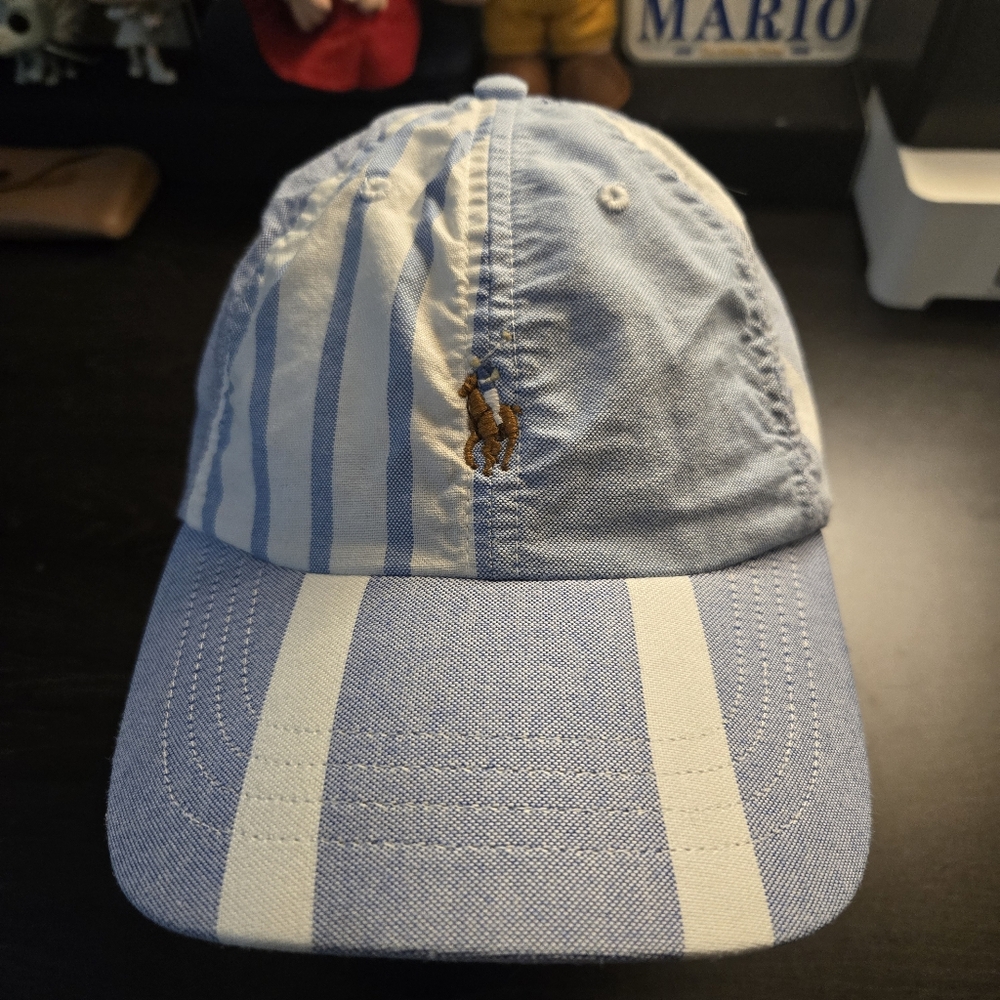 Limited🔥Polo Ralph Lauren Men's Blue/white Striped Cotton Oxford Baseball Cap